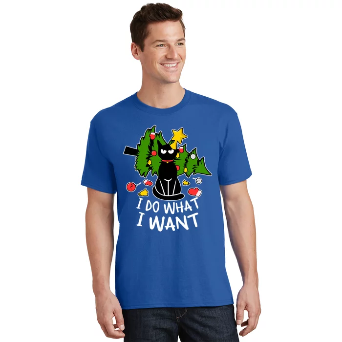 Do What I Want Funny Black Cat Christmas Tree Cat Lady Humor Gift T-Shirt