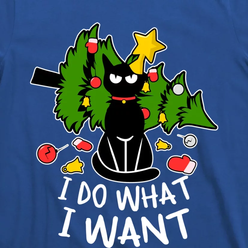 Do What I Want Funny Black Cat Christmas Tree Cat Lady Humor Gift T-Shirt