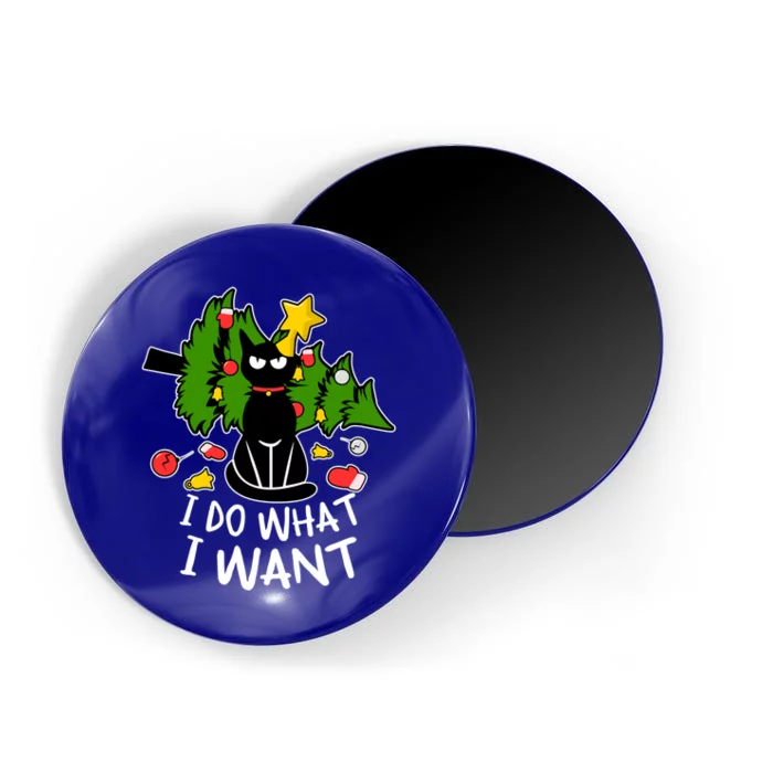 Do What I Want Funny Black Cat Christmas Tree Cat Lady Humor Gift Magnet