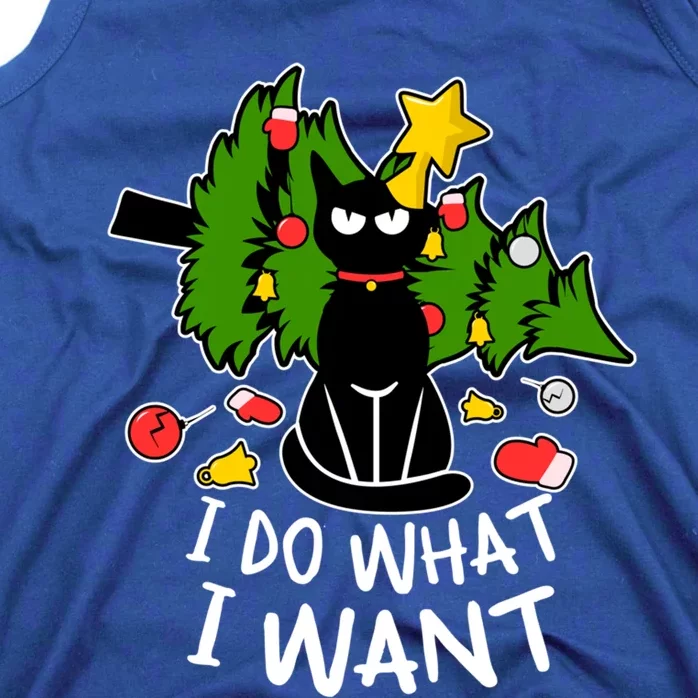 Do What I Want Funny Black Cat Christmas Tree Cat Lady Humor Gift Tank Top