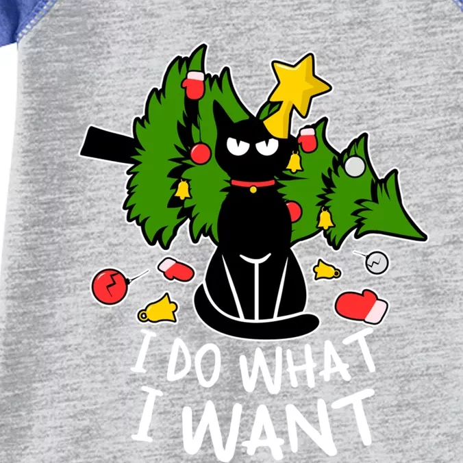 Do What I Want Funny Black Cat Christmas Tree Cat Lady Humor Gift Infant Baby Jersey Bodysuit