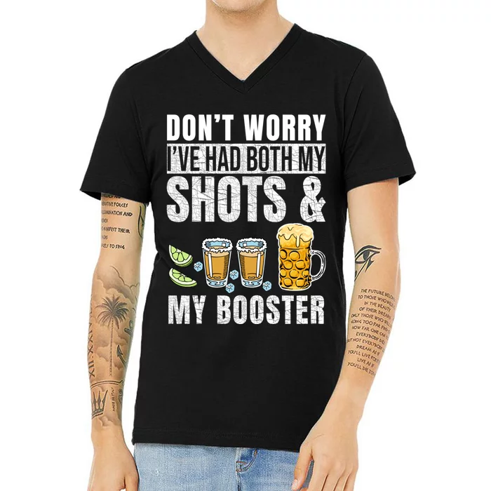 Don't Worry I've Had Both My Shots American Flag 4th of July V-Neck T-Shirt