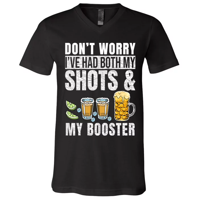 Don't Worry I've Had Both My Shots American Flag 4th of July V-Neck T-Shirt