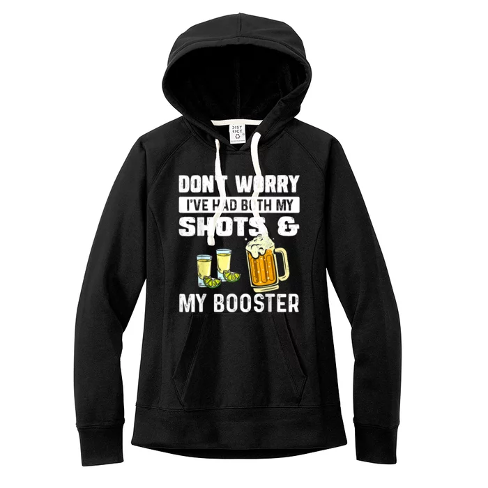 Don't Worry I've Had Both My Shots American Flag 4th of July Women's Fleece Hoodie