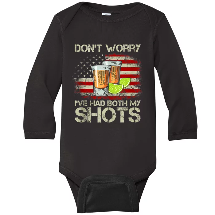 DonT Worry IVe Had Both My Shots American Flag 4th Of July Baby Long Sleeve Bodysuit