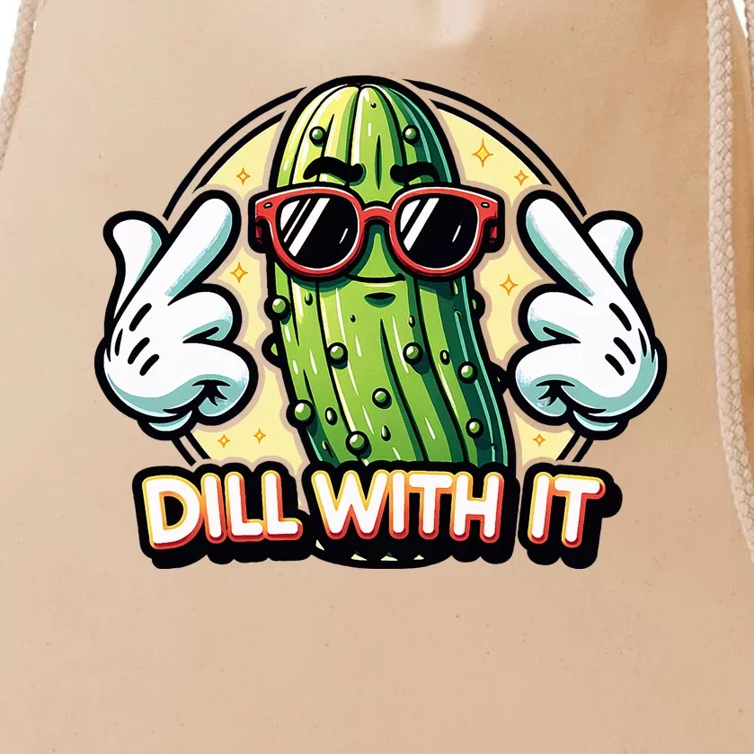 Dill With It Funny Pickle Vegetable Pun Drawstring Bag