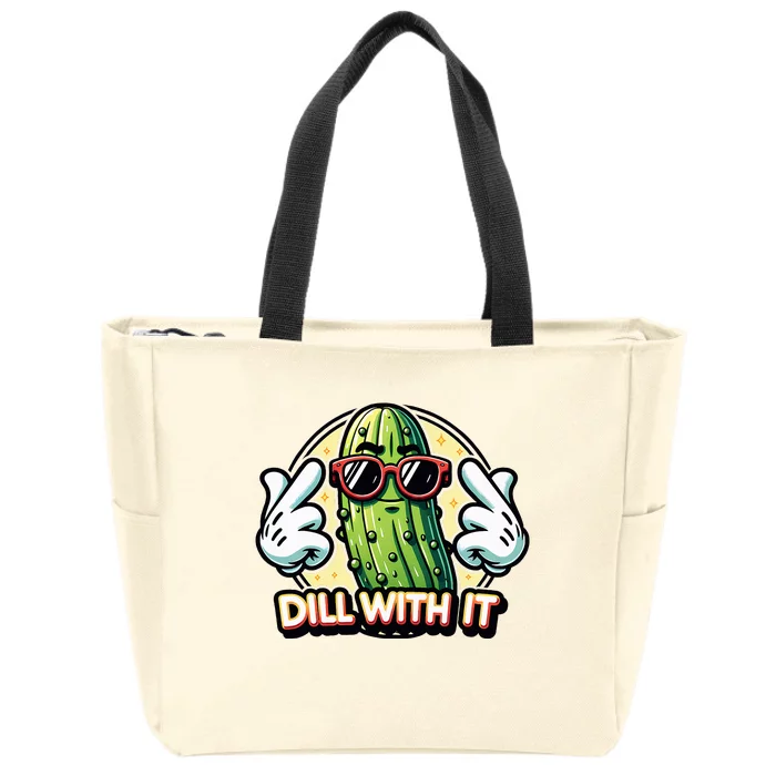 Dill With It Funny Pickle Vegetable Pun Zip Tote Bag