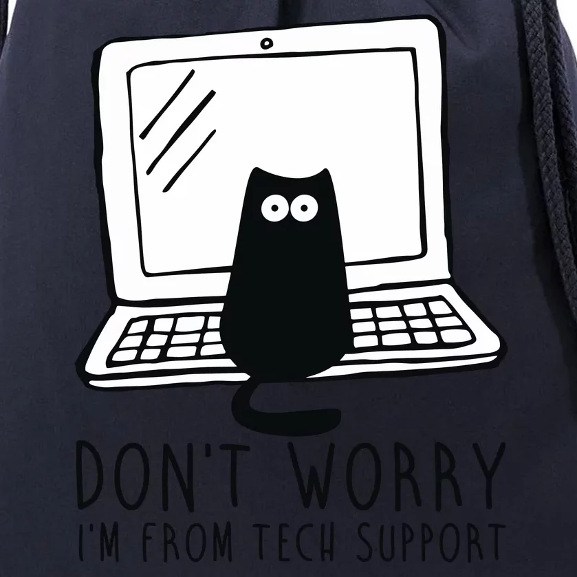 Don't Worry I'm From Tech Support Funny Cat Drawstring Bag