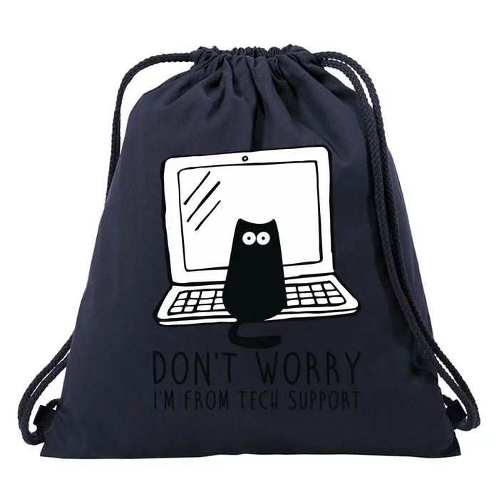 Don't Worry I'm From Tech Support Funny Cat Drawstring Bag