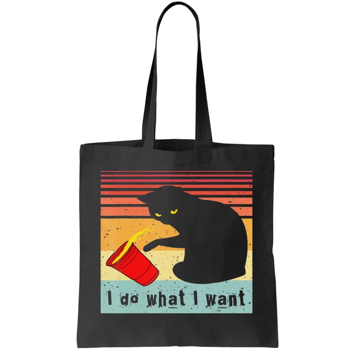 Do What I Want Vintage Black Cat Red Cup Funny Cat Tote Bag