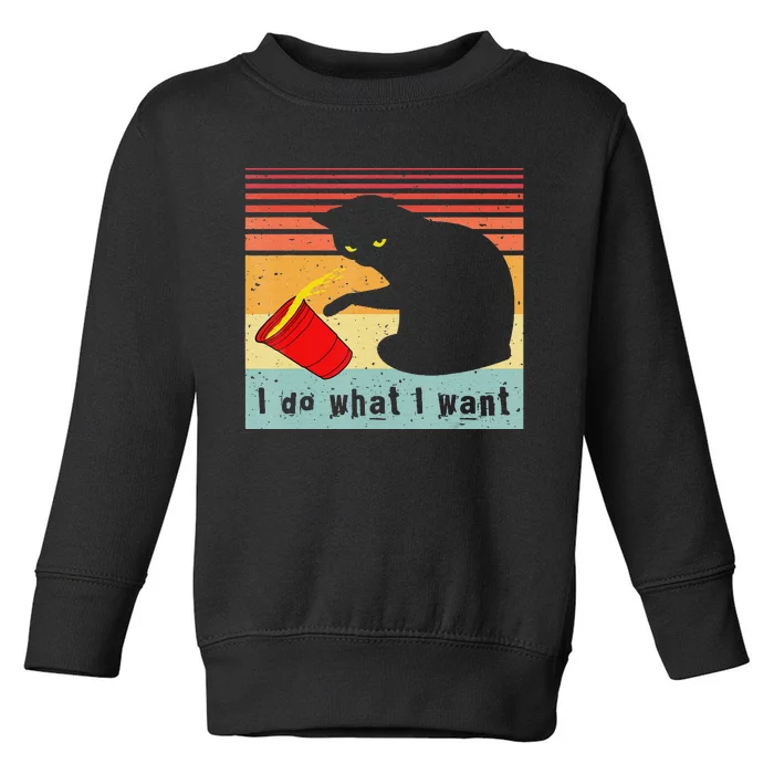 Do What I Want Vintage Black Cat Red Cup Funny Cat Toddler Sweatshirt