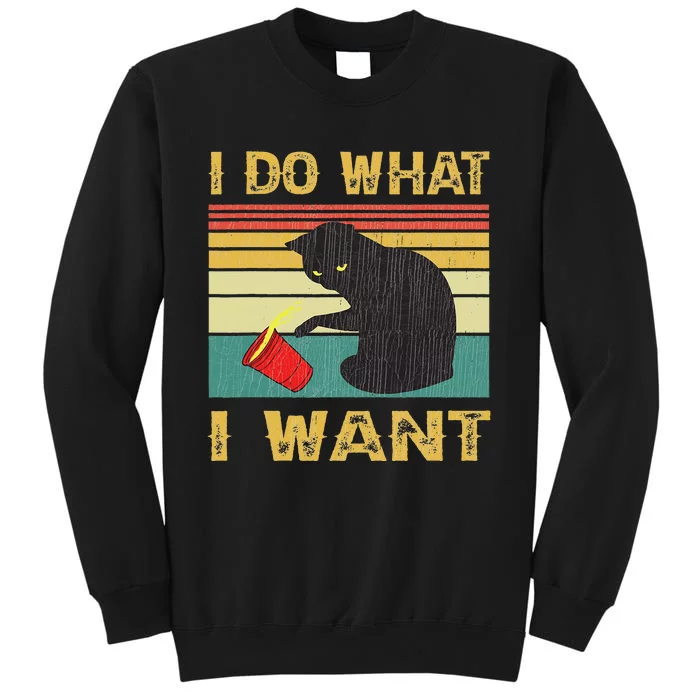 Do What I Want Vintage Black Cat Red Cup Funny My Cat Tall Sweatshirt