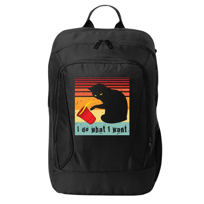 Do What I Want Vintage Black Cat Red Cup Funny My Cat City Backpack