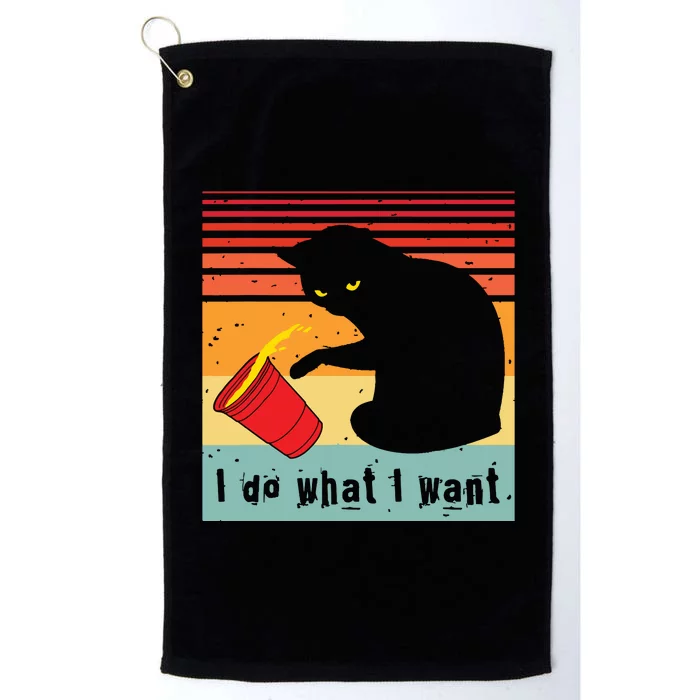 Do What I Want Vintage Black Cat Red Cup Funny My Cat Platinum Collection Golf Towel