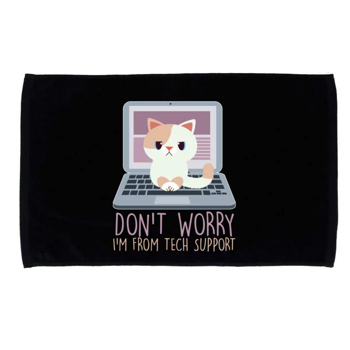 Don't Worry I'm From Tech Support Computer Cat Microfiber Hand Towel