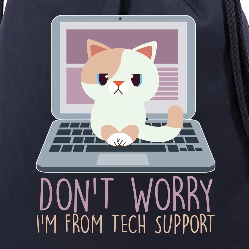 Don't Worry I'm From Tech Support Computer Cat Drawstring Bag