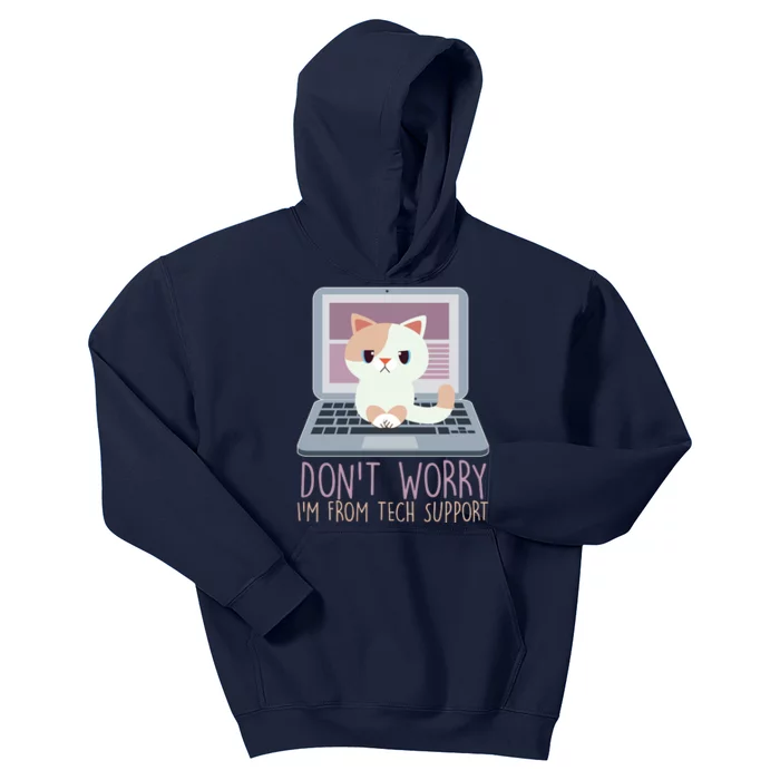 Don't Worry I'm From Tech Support Computer Cat Kids Hoodie