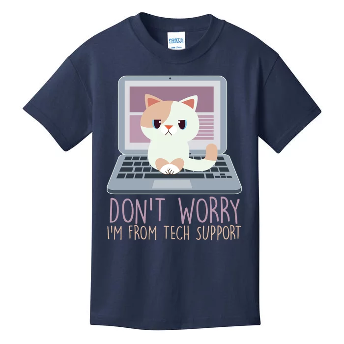 Don't Worry I'm From Tech Support Computer Cat Kids T-Shirt