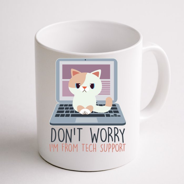 Don't Worry I'm From Tech Support Computer Cat Front & Back Coffee Mug