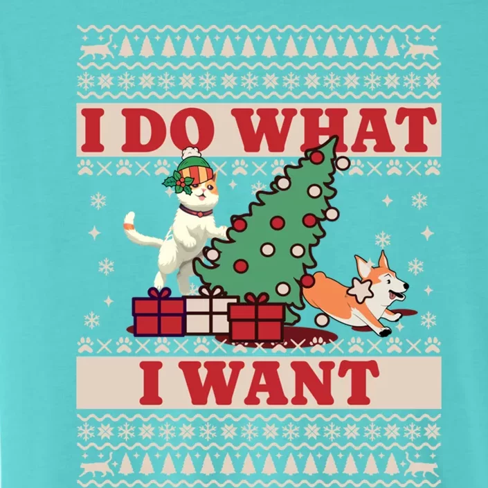 Do What I Want Cat Knocking Over Christmas Tree On Dog Cute Gift ChromaSoft Performance T-Shirt