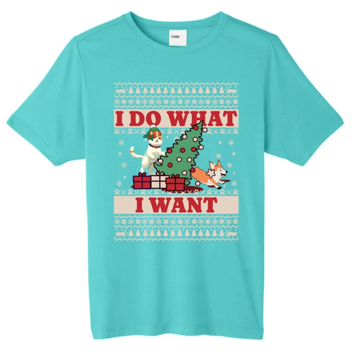 Do What I Want Cat Knocking Over Christmas Tree On Dog Cute Gift ChromaSoft Performance T-Shirt