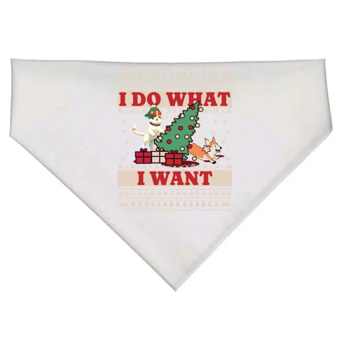 Do What I Want Cat Knocking Over Christmas Tree On Dog Cute Gift USA-Made Doggie Bandana