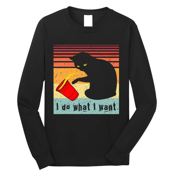 Do What I Want Vintage Black Cat Red Cup Funny My Cat Long Sleeve Shirt