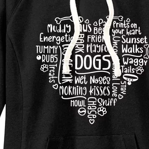 Dogs Words In Heart Dog Mom Women's Fleece Hoodie