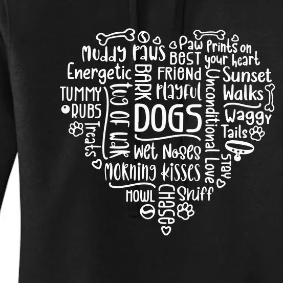 Dogs Words In Heart Dog Mom Women's Pullover Hoodie