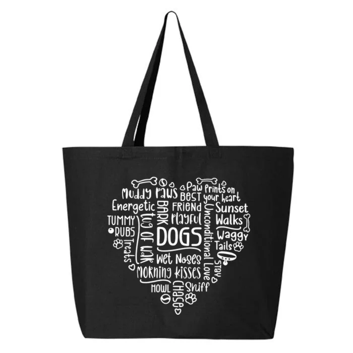 Dogs Words In Heart Dog Mom 25L Jumbo Tote