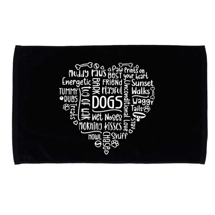 Dogs Words In Heart Dog Mom Microfiber Hand Towel