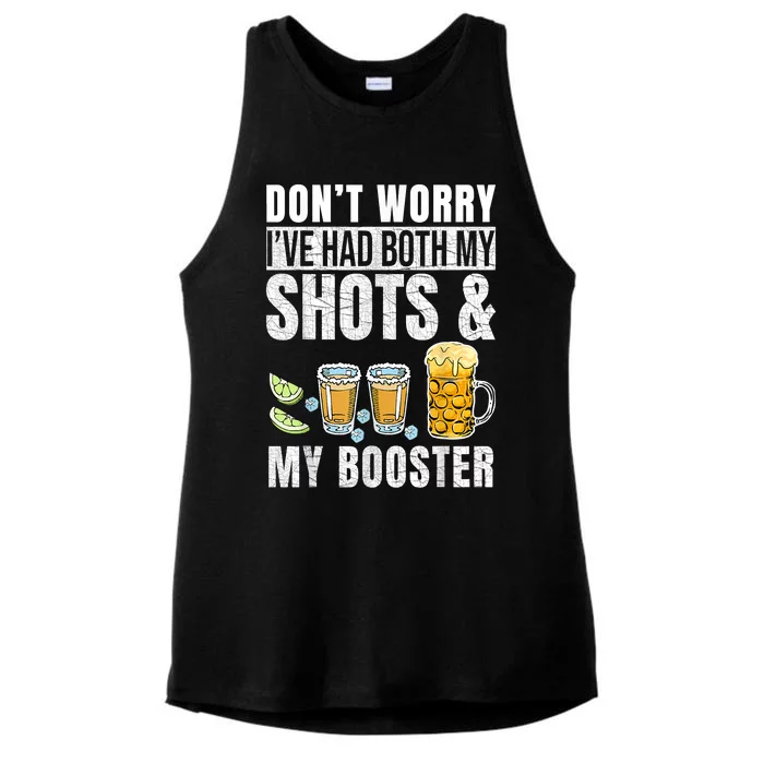 Don't Worry I've Had Both My Shots And Booster Funny Vaccine Ladies Tri-Blend Wicking Tank