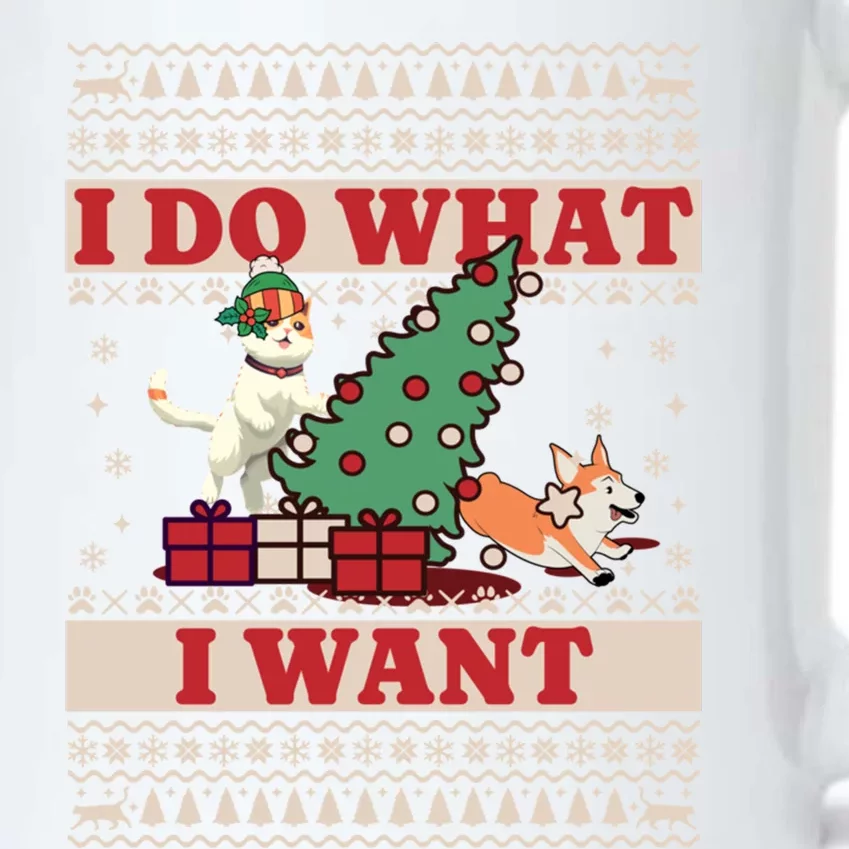 Do What I Want Cat Knocking Over Christmas Tree On Dog Gift Black Color Changing Mug