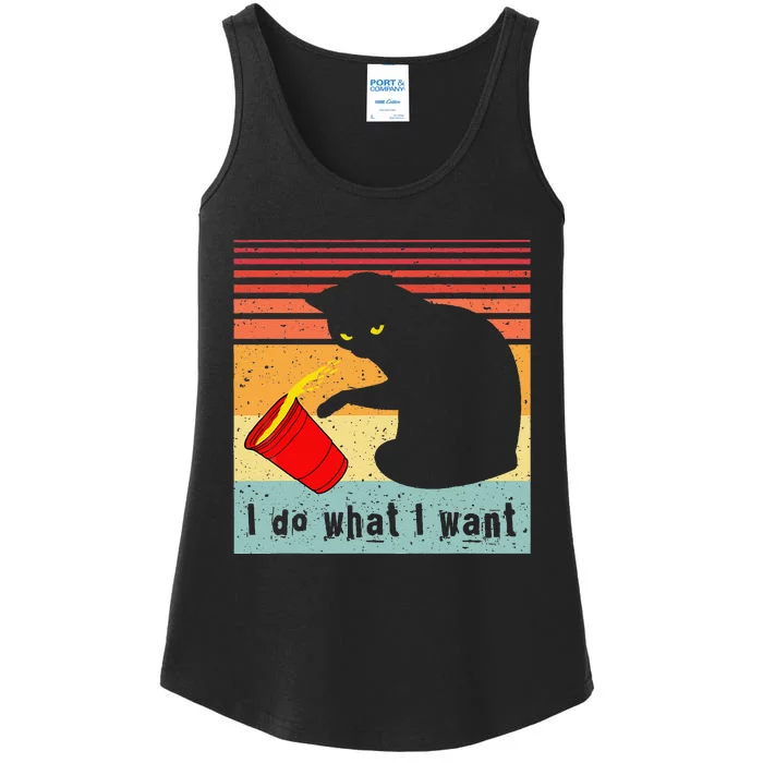 Do What I Want Vintage Black Cat Red Cup Funny My Cat Ladies Essential Tank