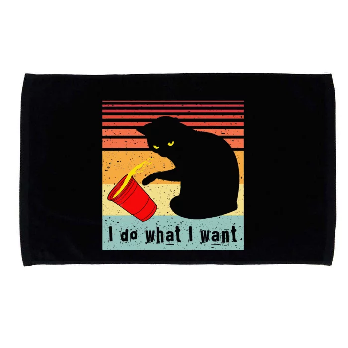 Do What I Want Vintage Black Cat Red Cup Funny My Cat Microfiber Hand Towel