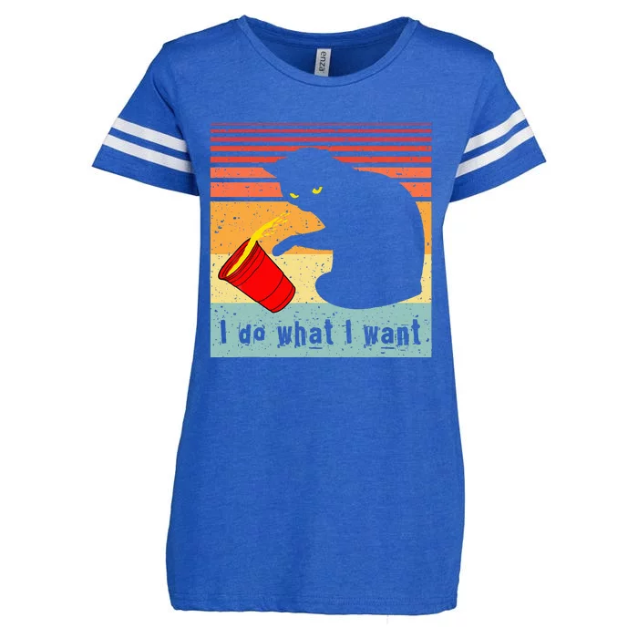 Do What I Want Vintage Black Cat Red Cup Enza Ladies Jersey Football T-Shirt