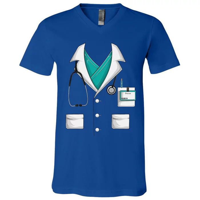 Doctor White Lab Coat Funny Halloween Costume Funny Funny V-Neck T-Shirt