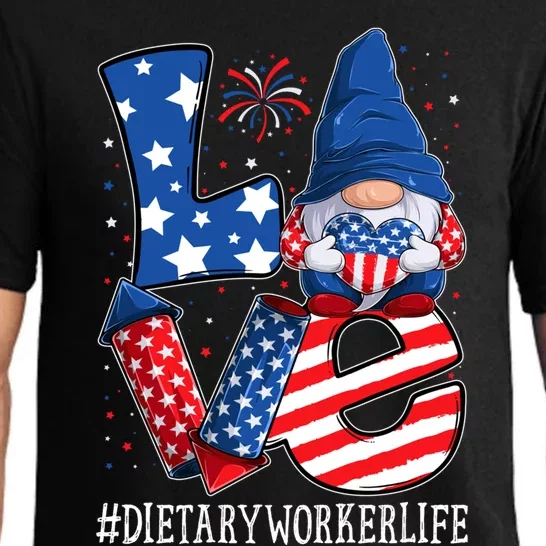 Dietary Worker Love 4th Of July Gnome Usa Patriotic Great Gift Pajama Set