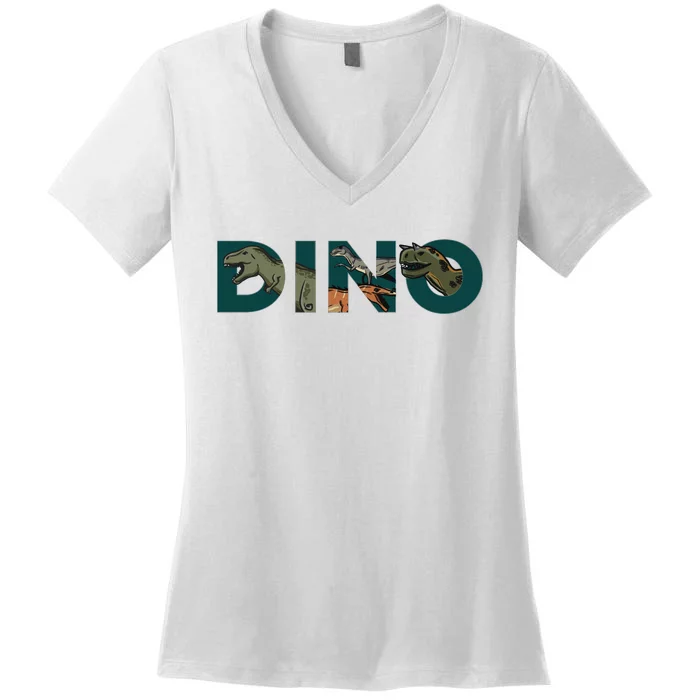 Dino Word Logo Women's V-Neck T-Shirt