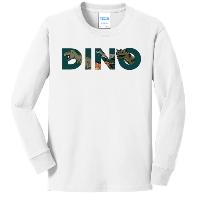 Dino Word Logo Kids Long Sleeve Shirt