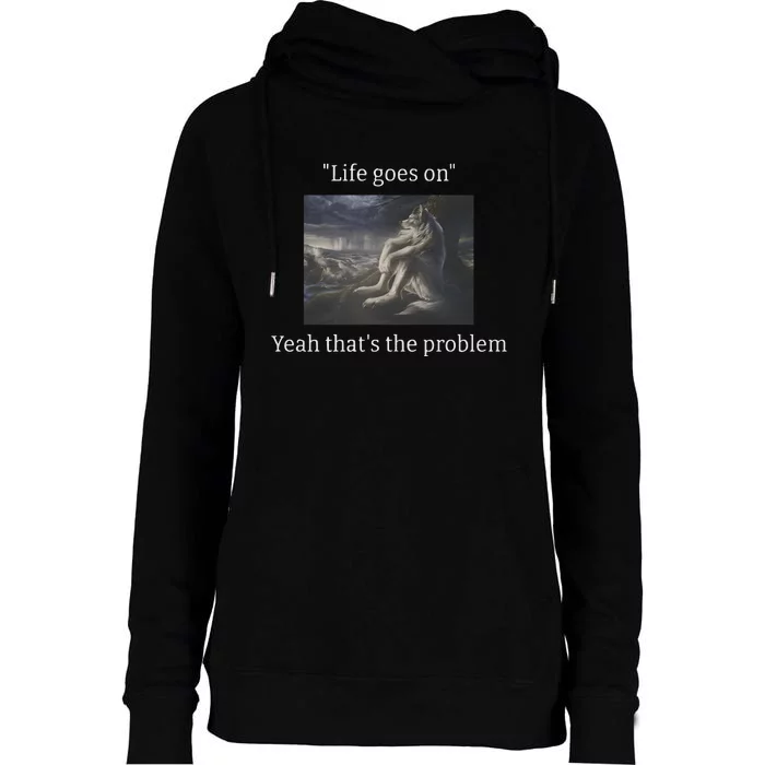 Depressed Wolf Meme Womens Funnel Neck Pullover Hood