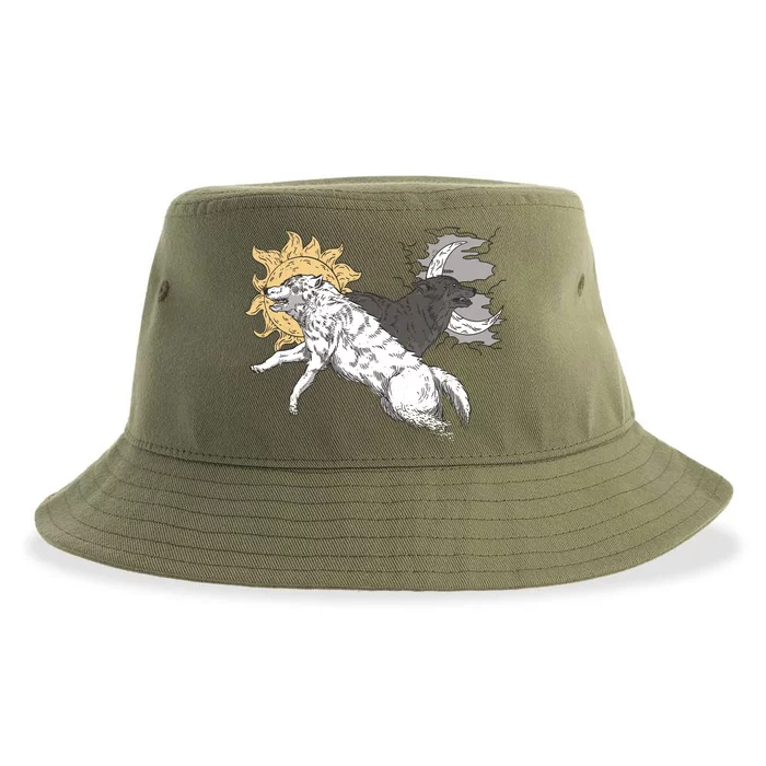 Double Wolf Moon Sun Sustainable Bucket Hat