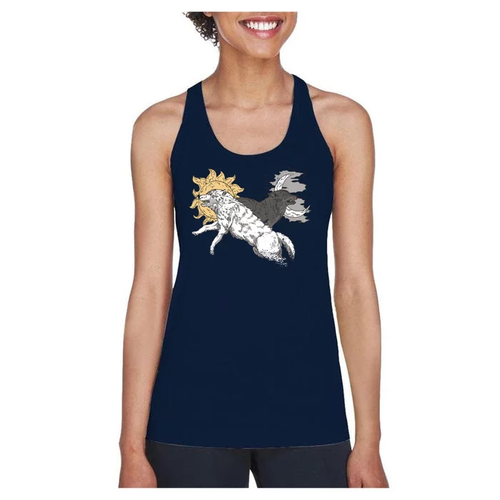 Double Wolf Moon Sun Women's Racerback Tank