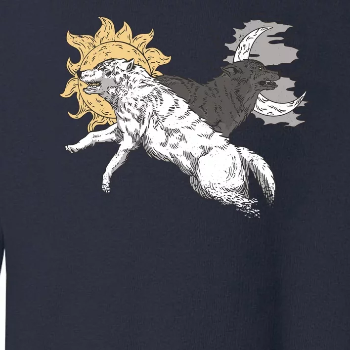 Double Wolf Moon Sun Toddler Sweatshirt