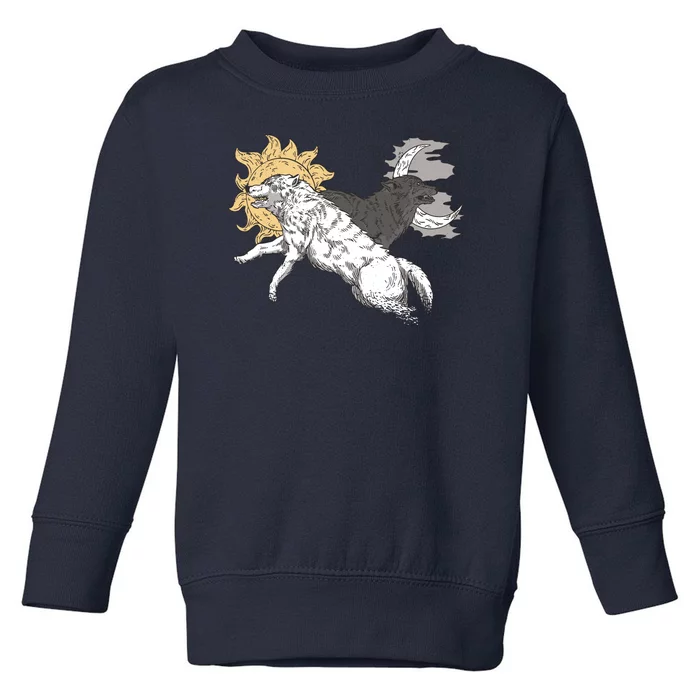 Double Wolf Moon Sun Toddler Sweatshirt