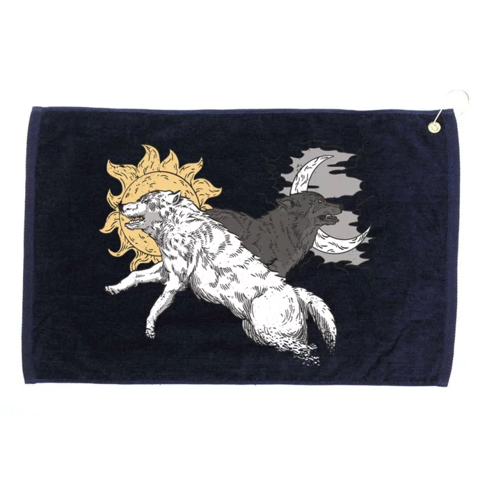 Double Wolf Moon Sun Grommeted Golf Towel