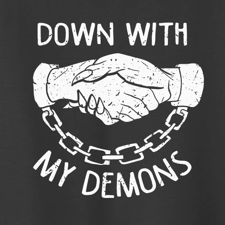 Down With My Demons Deal Handshake Aesthetic Humour Goth Toddler T-Shirt