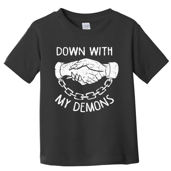 Down With My Demons Deal Handshake Aesthetic Humour Goth Toddler T-Shirt