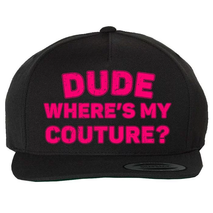 Dude WhereS My Couture Funny Saying Purple Dude Costume Wool Snapback Cap