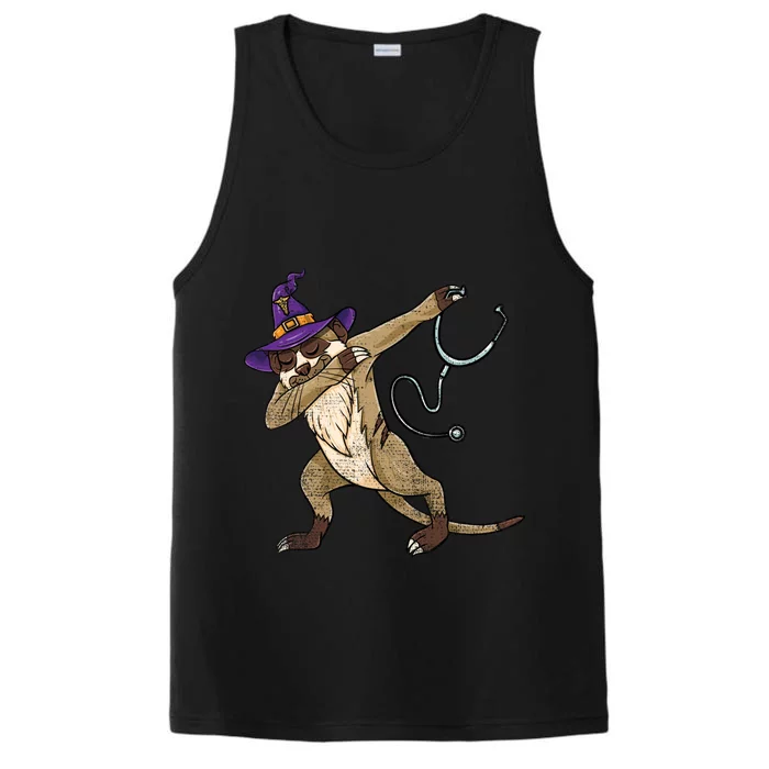 Dabbing Witch Meerkat Nurse Vintage Gift Performance Tank